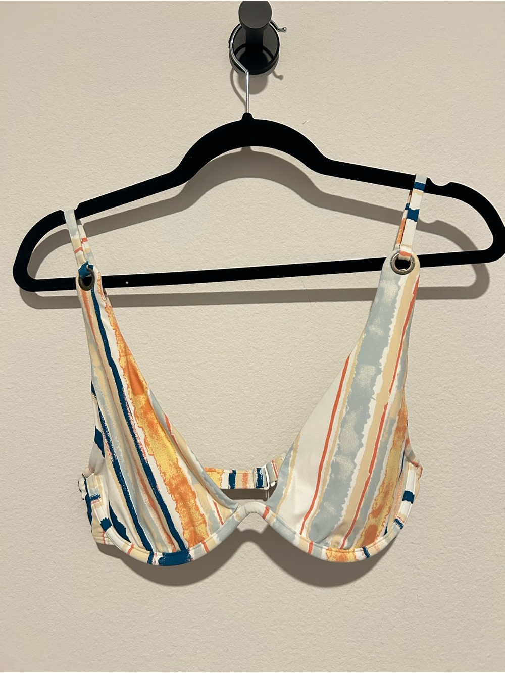 Roxy Striped Underwire Bikini Top - White, Blue & Orange